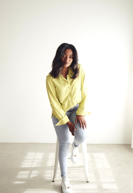 Chartreuse Button Down Blouse