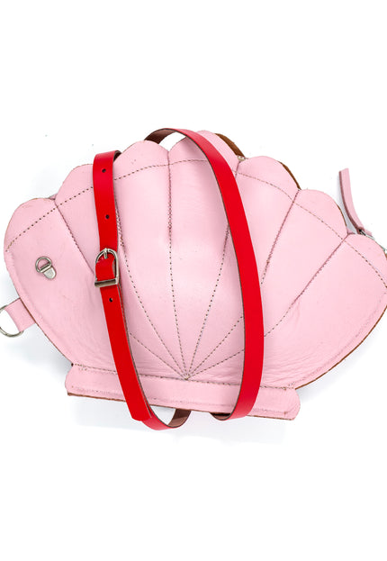 Leather Clam Bag: Pastel Pink