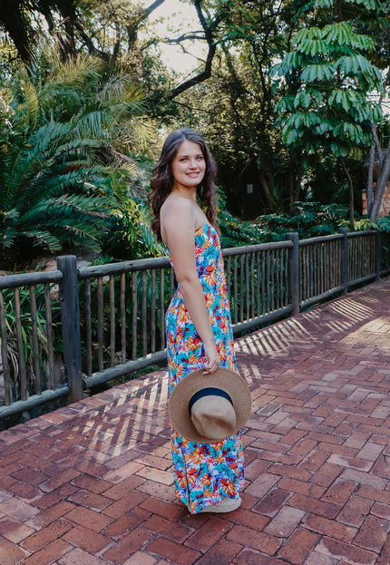 Selene Wide Brim Fedora Sunhat: Tan & Black