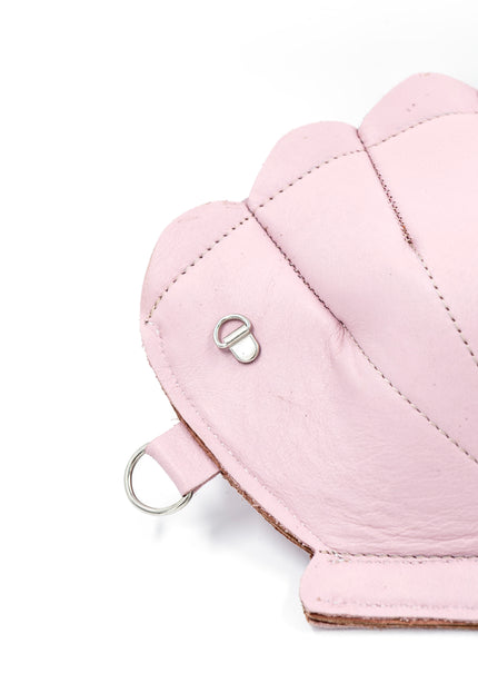 Leather Clam Bag: Pastel Pink