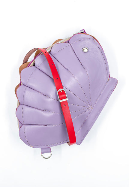 Leather Clam Bag: Lilac