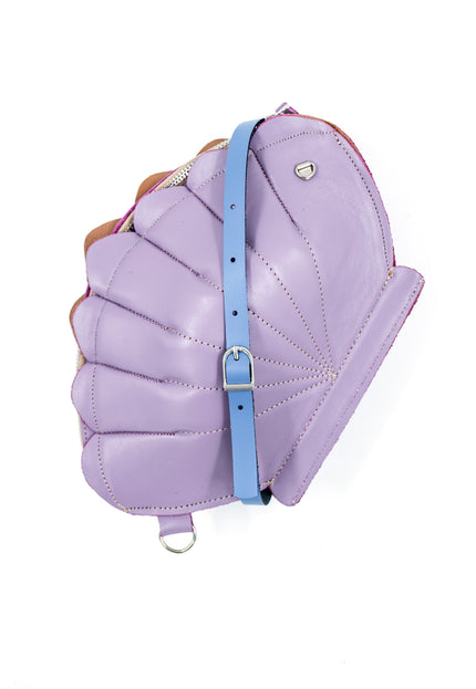 Leather Clam Bag: Lilac