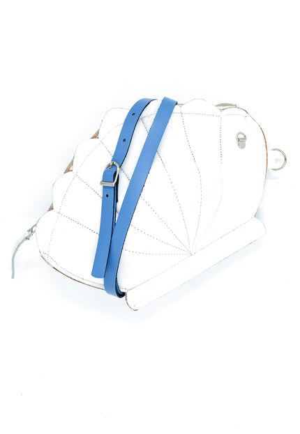 Leather Clam Bag: White