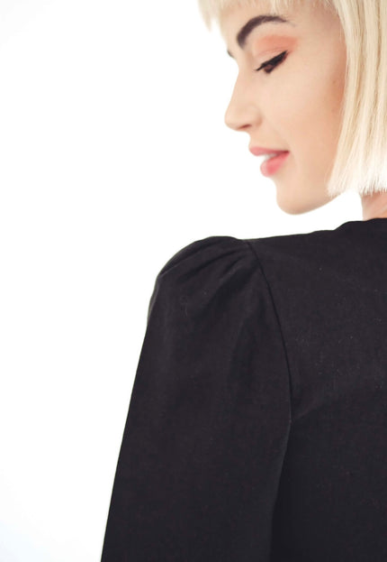 Linen Wrap Top (Black)