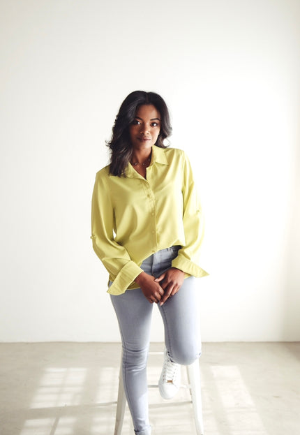 Chartreuse Button Down Blouse