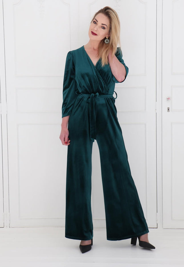 Emerald Green Velvet Jumpsuit | Extra Small