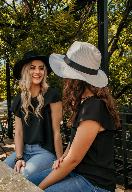 Elara Wide Brim Fedora Sunhat: White