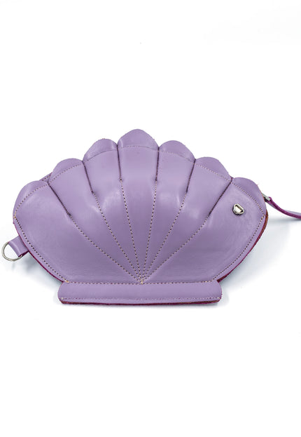 Leather Clam Bag: Lilac