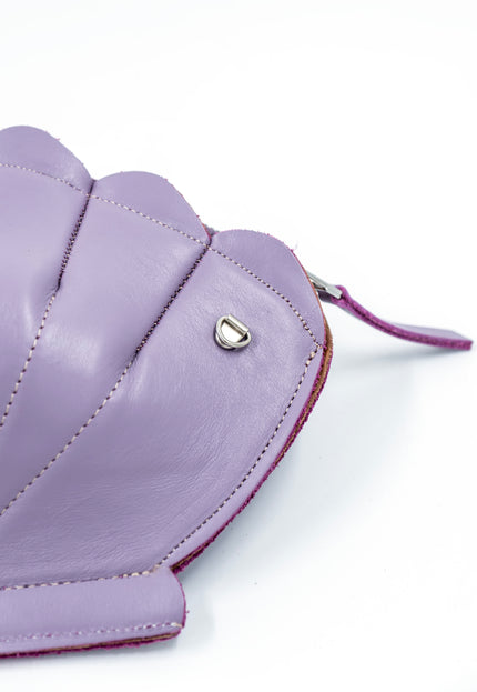 Leather Clam Bag: Lilac