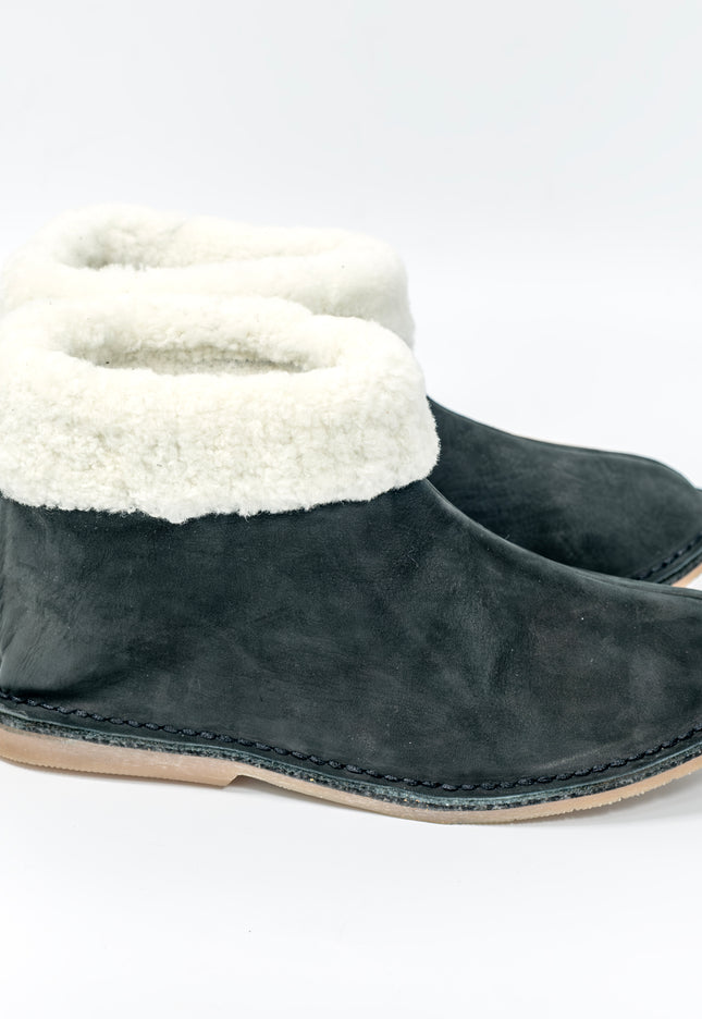 Unisex Genuine Leather Wool Boots (Black)