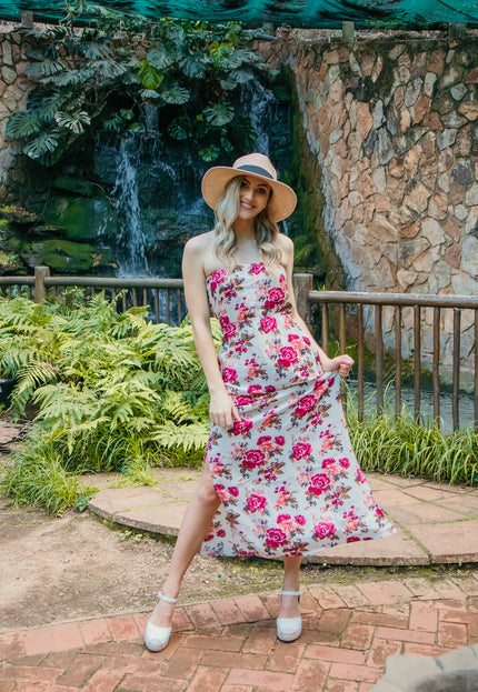 Aurelia Wide Brim Fedora Sunhat: Tan & White