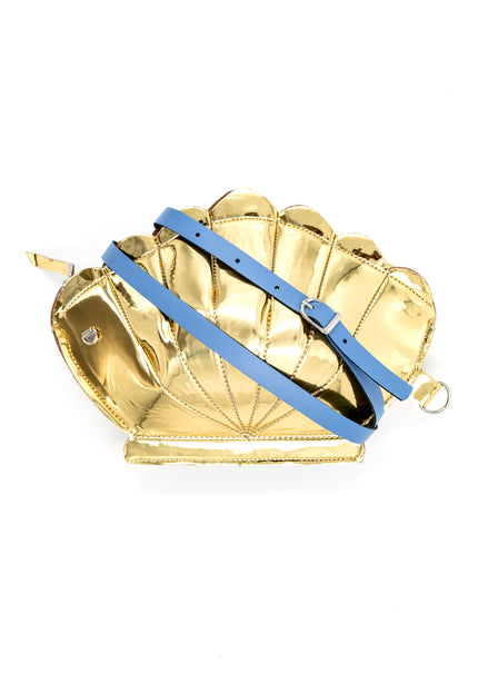 Leather Clam Bag: Gold