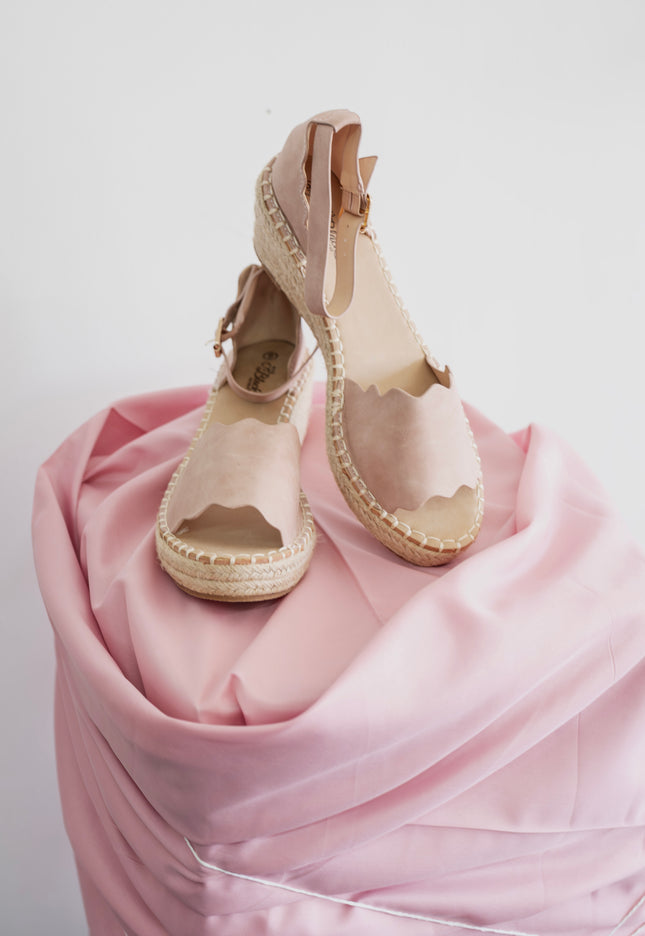 Ladies Pink Open Toe Espadrilles