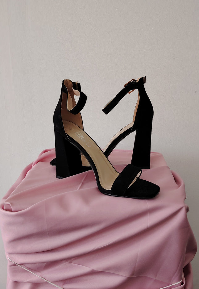 Ladies Black Open Toe Heels | Size 6