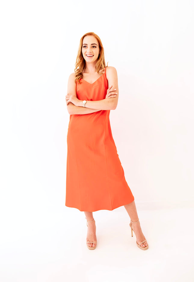 Colourful Summer Slip Dress (Orange)