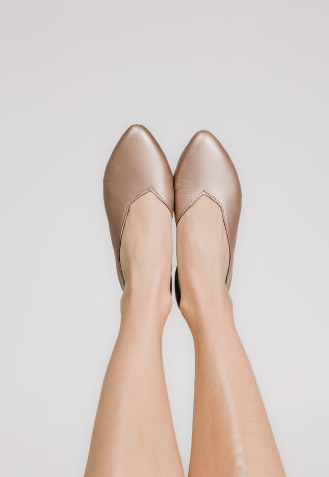 Laura Leather Shoes (Rose Gold)